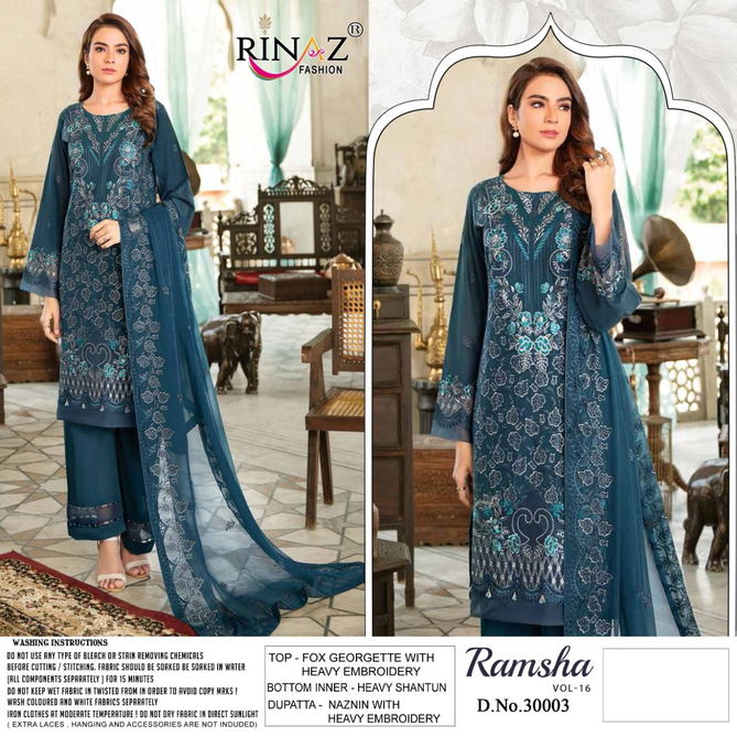 Rinaz Ramsha 16 New Heavy Festive Wear Georgette Pakistani Salwar Kameez Collection